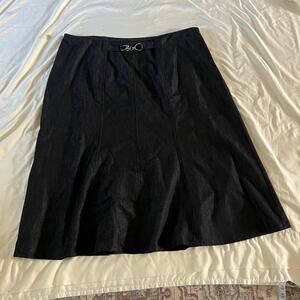 Y2K 2000s Black Denim Horse Bit Detail Maxi Skirt Plus Size 20W Grunge A Line